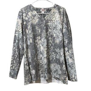 Kamana Women Size Medium Pullover Blouse Stretch Modern Designer V‎ Neck Floral